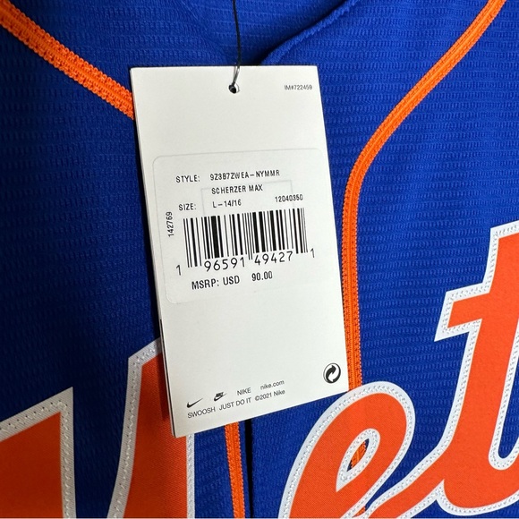 NWT METS Nike Sherzer Baseball Jersey - Picture 3 of 8